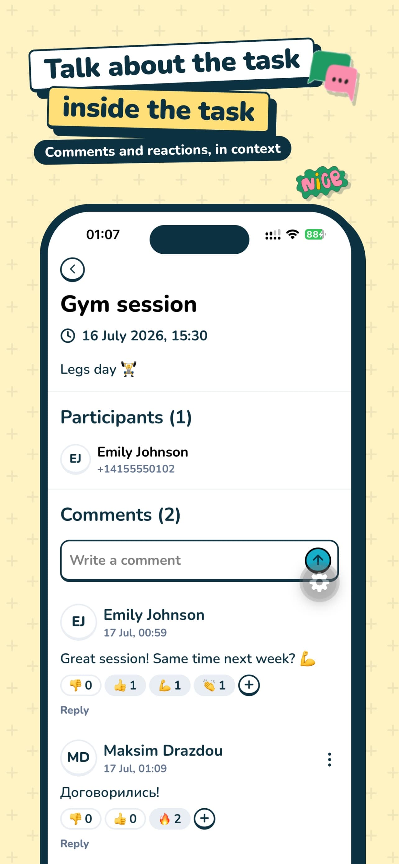 Chat in the task